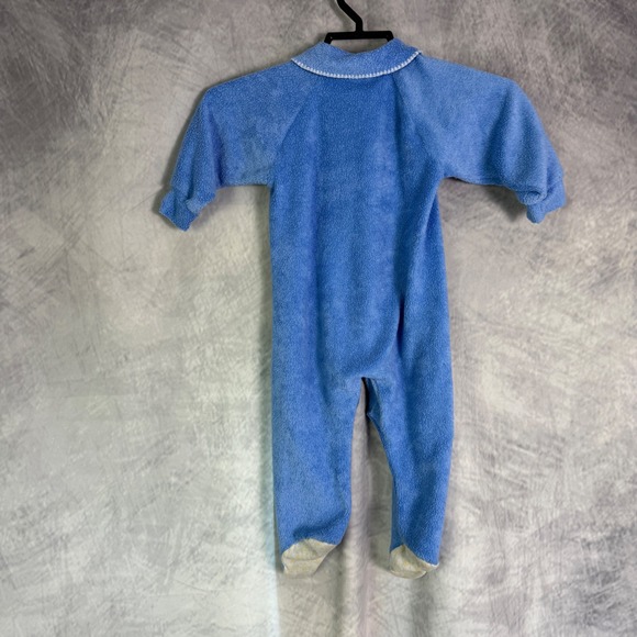 Vtg 98 Paddington Bear Infant Sz 18 mos Blue Terrycloth Footed Pajamas sleeper - Picture 3 of 7